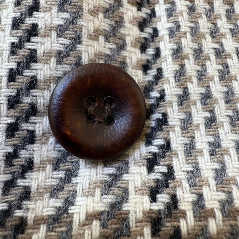 Vintage Choise Wool Tweed Plaid Double Breasted Blazer Suede Trim Size 8 - Picture 10 of 14